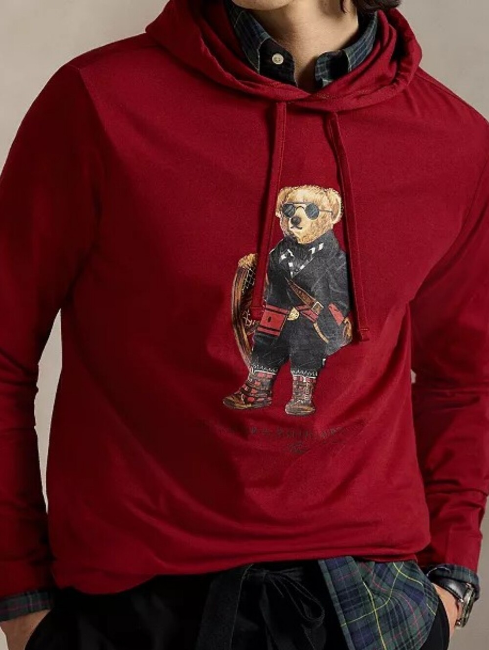 New Polo Ralph Lauren Bear Long Sleeve Hooded Shirt Men's Size Small Preppy Prep